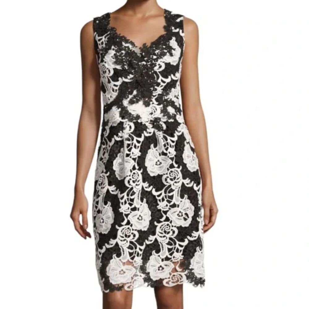 Kobi Halperin Bailey Lace Dress Women's 8 Black White Holiday Party Cocktail